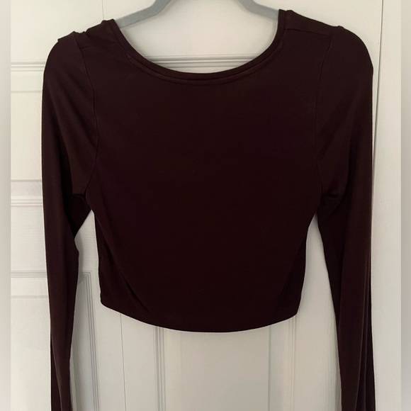 Women's Brown Long Sleeve Crop Top Pacsun - Picture 2 of 4